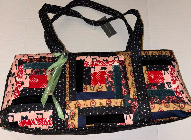 Vera Bradley Small Original Duffel Bag Paisley Key Patchwork Bows Holly