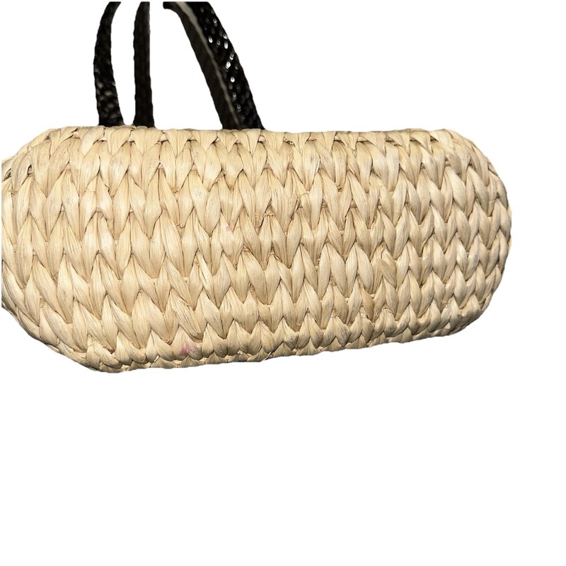 Brighton Dark Brown Croc Embossed Leather Woven Straw Jute Double Handle Bag gallery