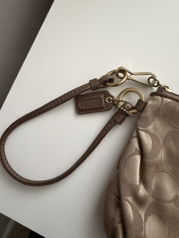 Taupe Coach Monogram Signature Wallet Wristlet Purse gallery
