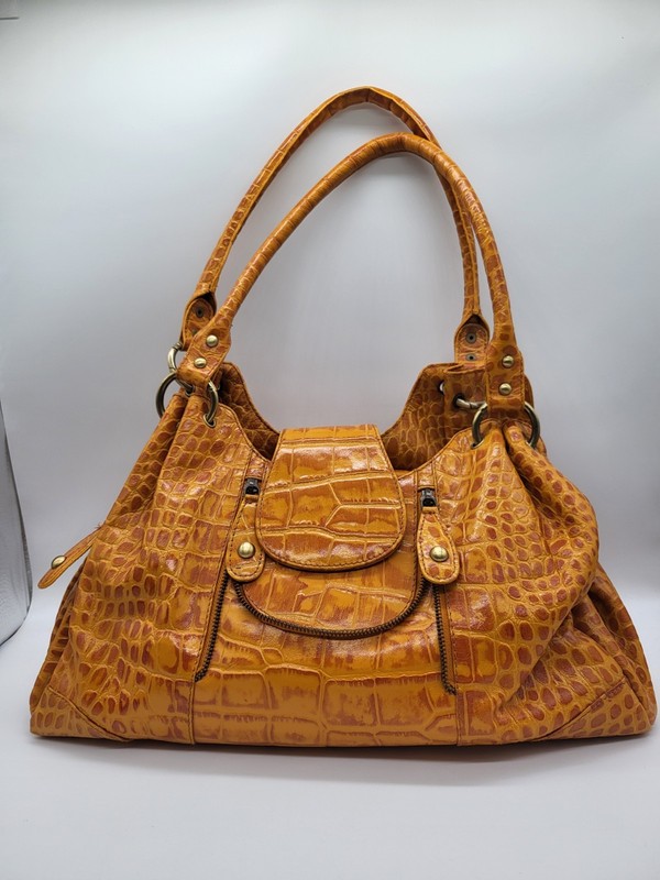 Michael Rome Orange Crock Design Hobo Designer Bag