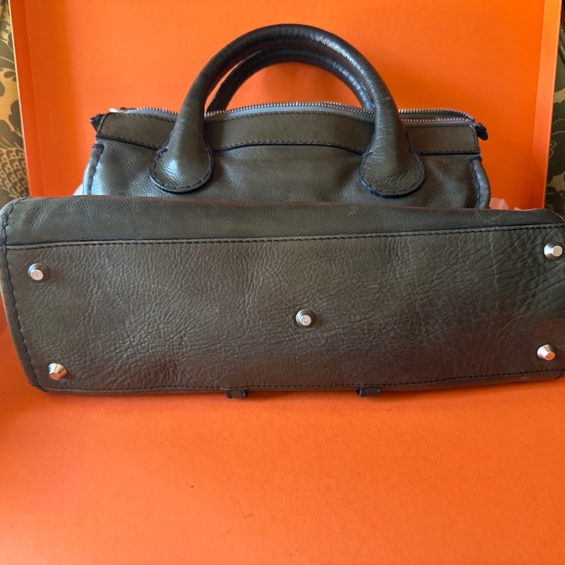 Chloe Edith Vintage Top Handle Bag Green Patina Leather Made In Italy gallery