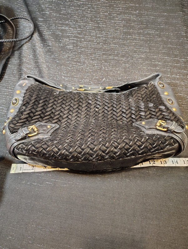 Cole Haan, Village Weave, Black Velvet/Leather, Boho, Shoulder Bag Purse. gallery