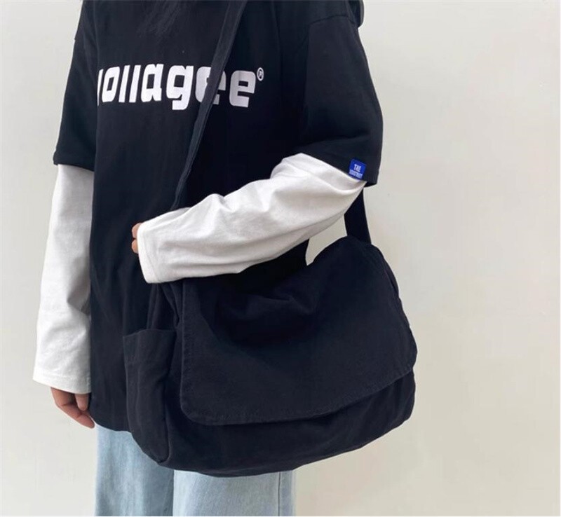 Japanese Casual Canvas Satchels Crossbody Messenger Bag Shoulder Bags literary