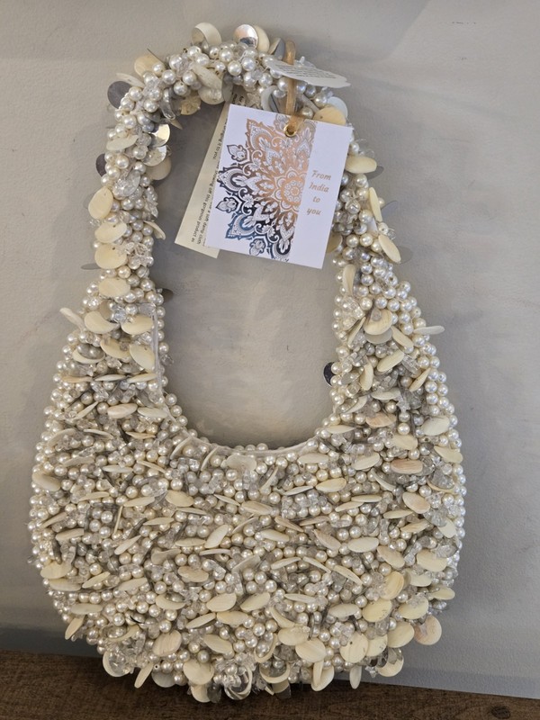 From India to You White Shell and Pearl Beaded Bag Handbag Viral TikTok