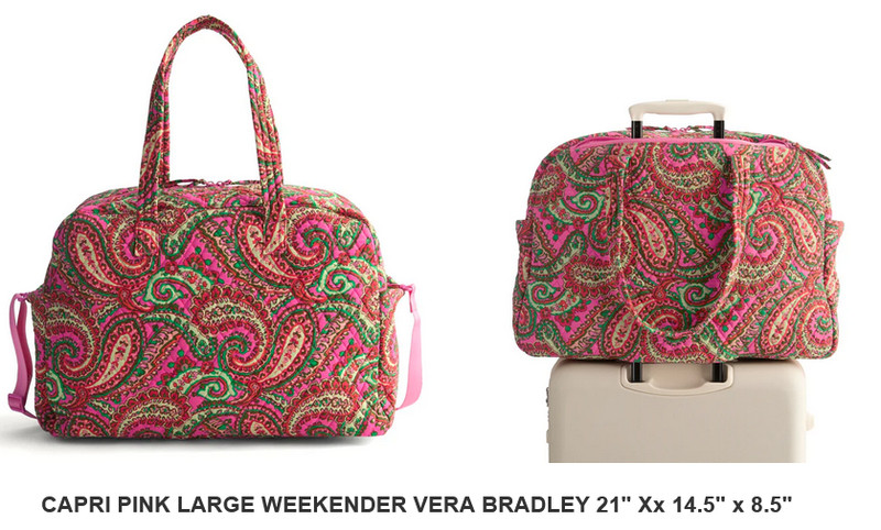 Capri Pink Large Weekender Travel Bag Carry-on Vera Bradley 21 x14.5×8.5 NWT