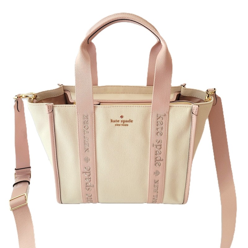 Kate Spade KG767 Kip Canvas Small Tote Crossbody Handbag Rose Smoke Multi