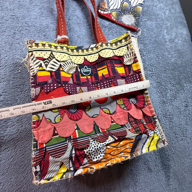 Kikapu by Furaha B African Art Weave Ankara Tote Bag Leather Handles gallery