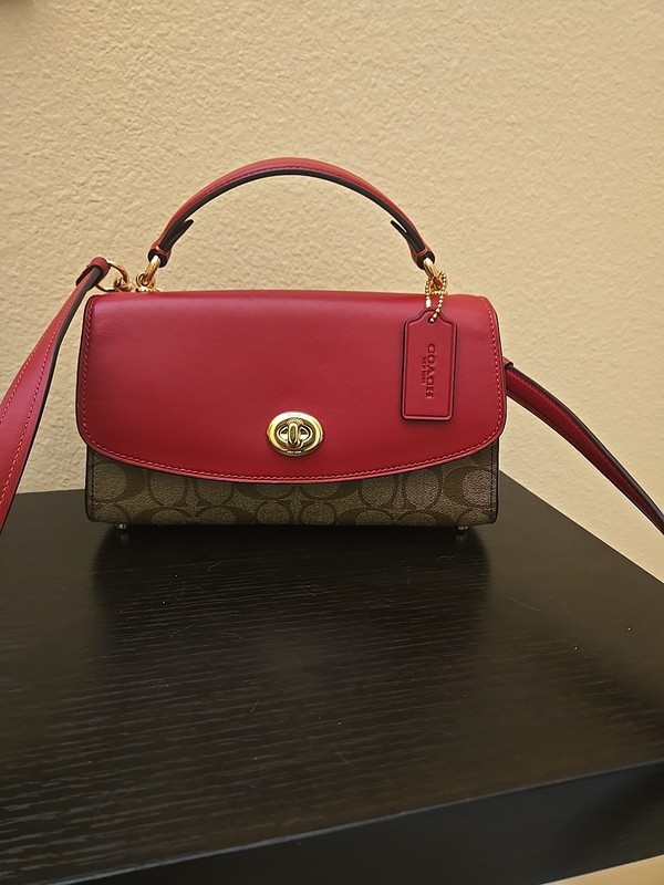 Coach C1439 Tilly Satchel 23 In Signature Canvas – Khaki/1941 Red