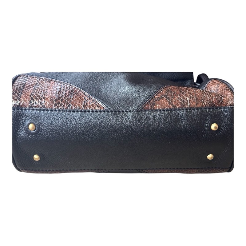 Phillipe Charriol Black Exotic Leather Shoulder Bag with Python Trim gallery