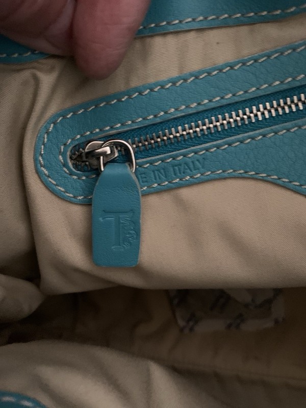 TOD'S Handbag Tote Bag Shoulder bag Turquoise Leather Logo w Tod's Flannel Bag gallery