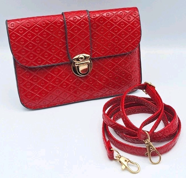 Diamond Quilted Patent Faux Leather Crossbody Bag Clutch Purse Goldtone Pushlock