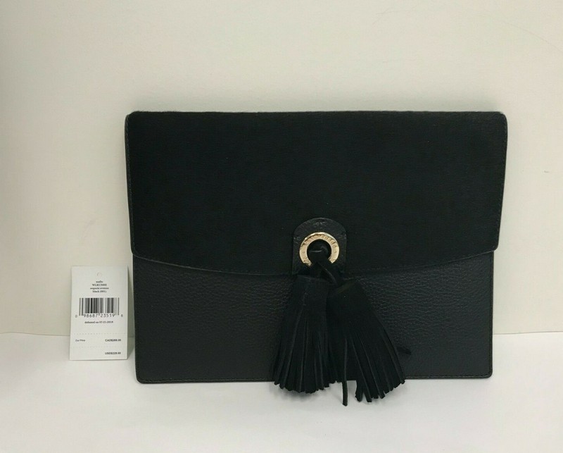 NWT Kate Spade Mallo Sequoia Avenue Tassel Envelope Clutch WLRU5002 – Black