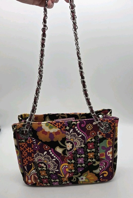 Vera Bradley Suzani Pattern Purse Shoulder Bag Double Chain & FauxLeather Straps