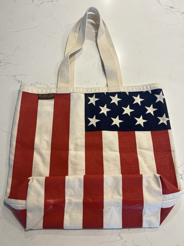 Vtg July 4 250 Years USA FLAG Canvas Tote Bag Heartland Trading Co