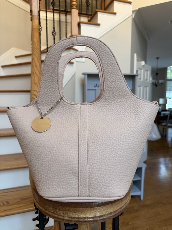 Alex Max Blush Pebbled Top Handle Crossbody Tote large front lock detail NEW gallery