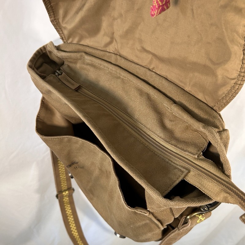 American Girl Tote Bag Brown Canvas Zip Top Pockets Shoulder Strap Magnetic Snap gallery