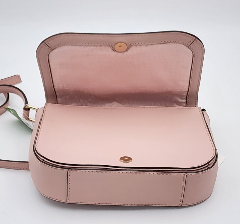 KATE SPADE Laurel Way Jeweled Crossbody Flap Bag Pink Saffiano Leather Crystals gallery