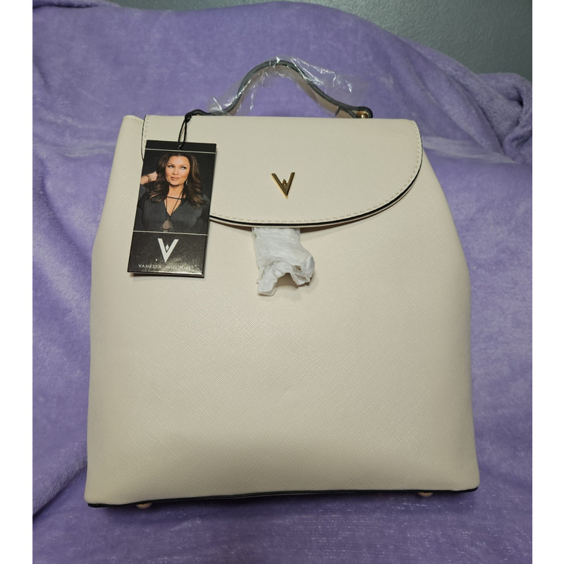 Vanessa Williams Lush Backpack Off White Strap Accent Gold Hardware Women