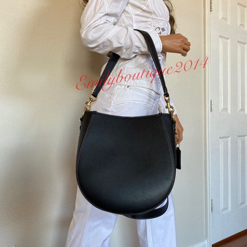 NWT Coach 88344 Maddy Hobo Glovetanned Leather Black Crossbody Bag Zip Pouch