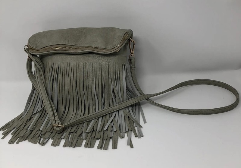 Hello 3Am Forever Women’s Gray Fringed Purse Handbag Crossbody