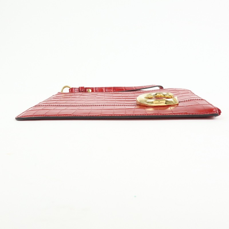 Chloe See By Chloe Embossed Leather Clutch Bag Flat Pouch Red Authentic Used F/S gallery