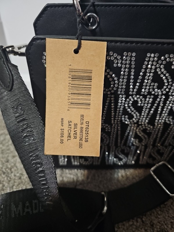 Steve Madden Bevelyn Rhinestone Logo Silver Satchel gallery