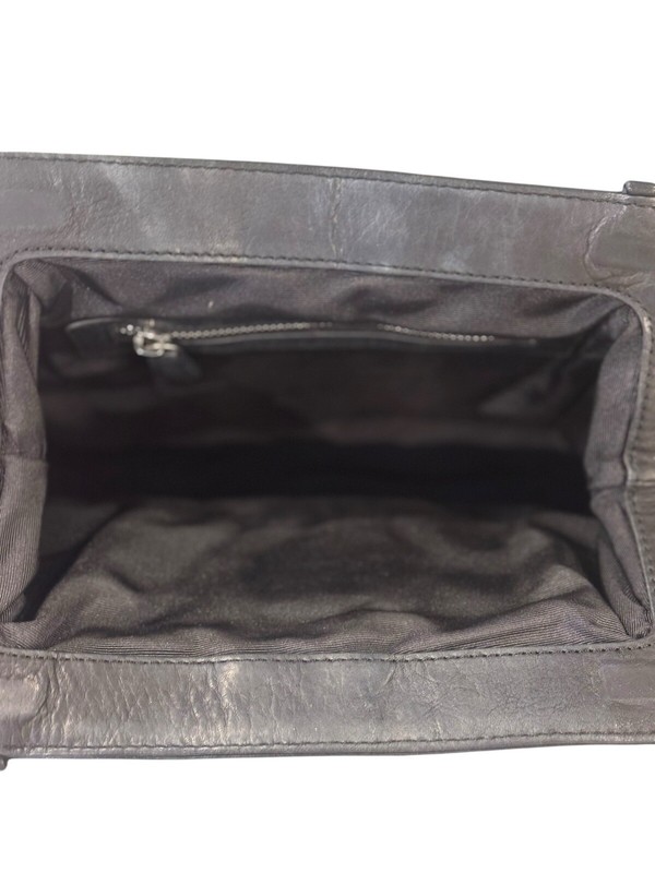 Joelle Hawkens Women’s Black Leather Bag Magnetic Closure No Strap/Handle Silver gallery