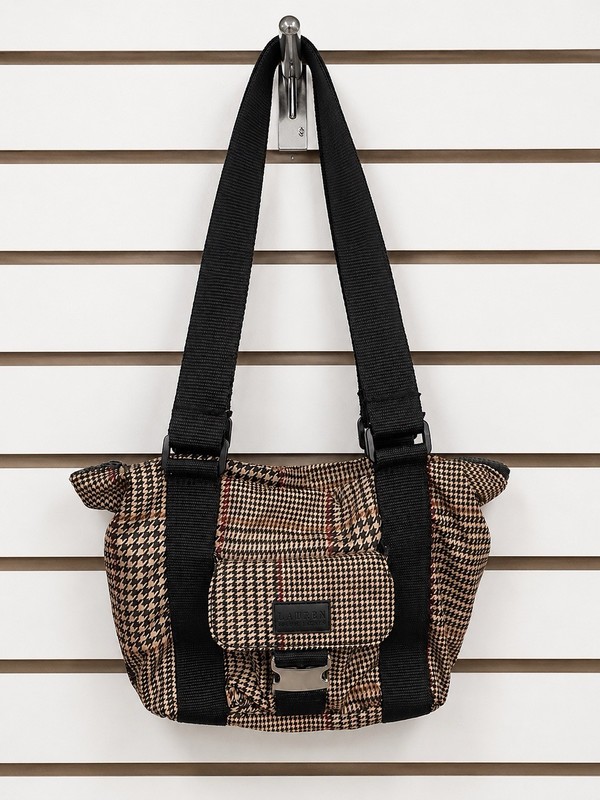 Lauren Ralph Lauren Tan Black Houndstooth Plaid Shoulder Bag Y2K Small Classic