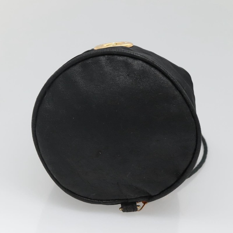 CELINE Pouch Nylon Black Gold Auth 129752 gallery