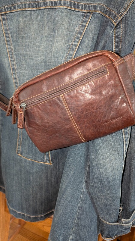 Jack Georges Voyager Belt Bag Clutch Hand-Stained Buffalo Leather BROWN