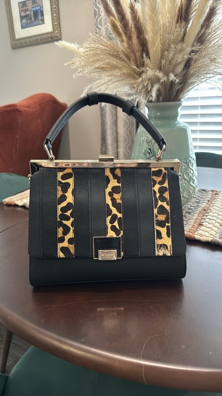 Dune London Feaux Leather Purse – Black And Cheetah