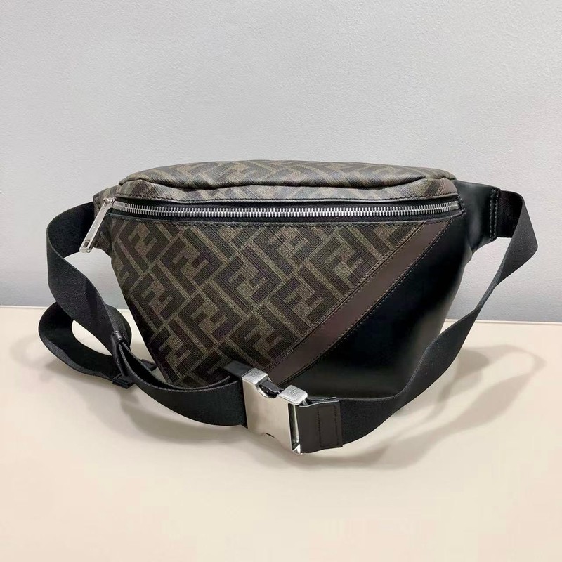 Fendi Brown Coated Canvas Double F Waist Bag – Excellent #1NOZDQP