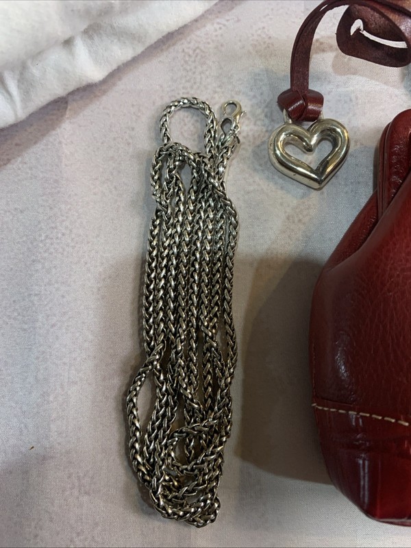 BRIGHTON TWYLA RED LEATHER Hand Bag Purse Braided Handle ENAMEL FLOWERS NEW gallery