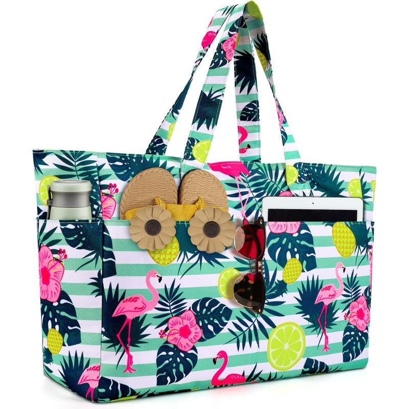 Extra Large Beach Bag Waterproof Beach Totes Bags with Zipper Pool Bag with W…