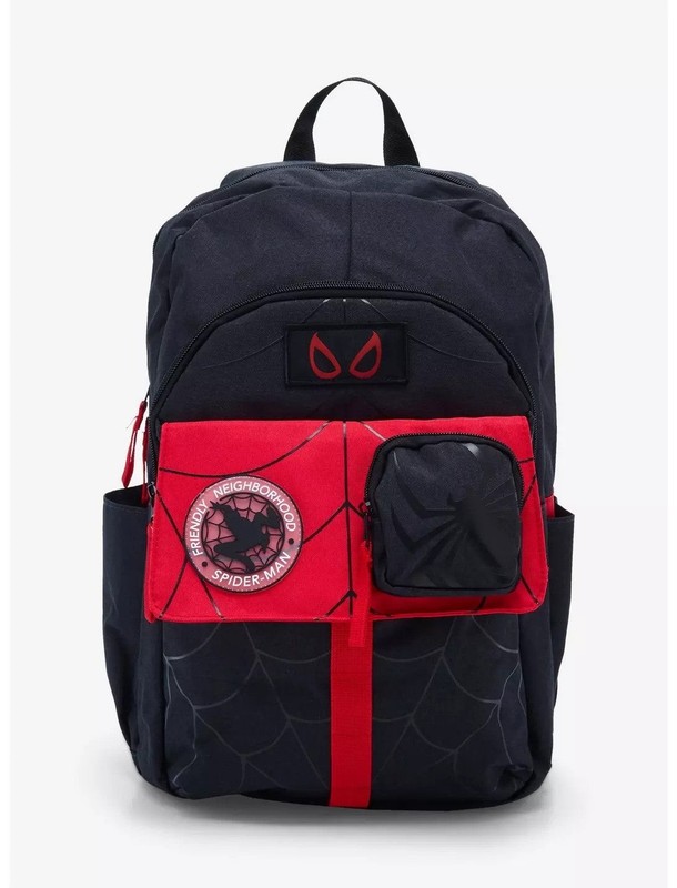 Marvel Spider-Man Miles Morales Black Red Webbed Backpack Bookbag Bioworld NWT