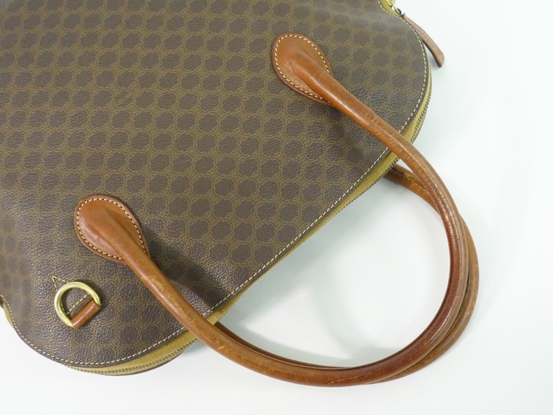 CELINE Macadam PVC Handbag Brown Gold gallery