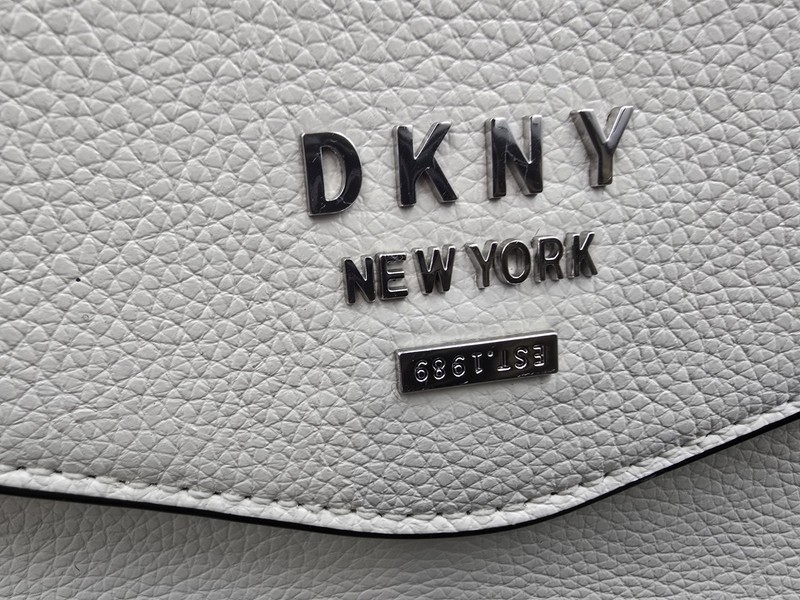 New DKNY White Whitney Top Handle Pebbled Leather Zip Satchel 10" W 8.5" H 3" D gallery