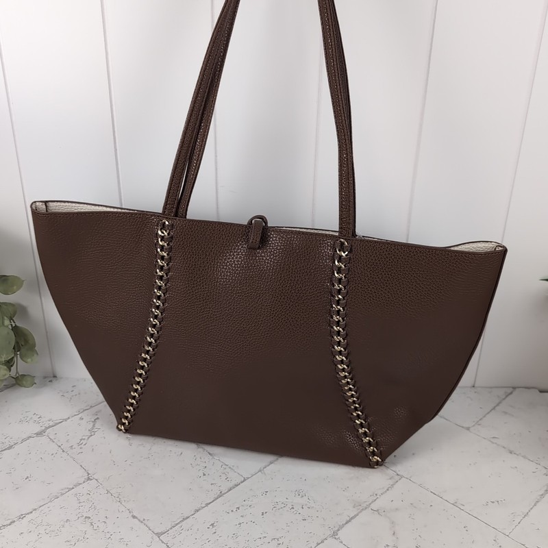 BCBG Paris Large Reversible Tote Pebbled Faux Leather NWT Brown/Stone gallery