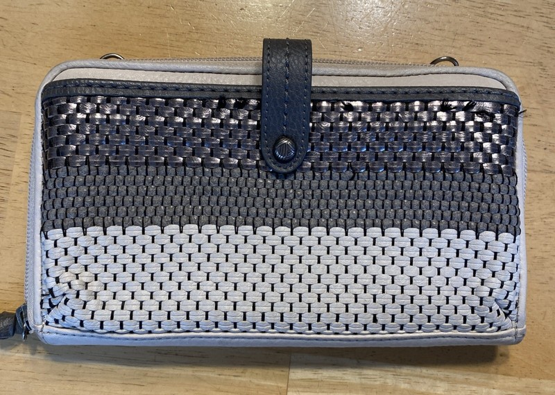 THE SAK Leather Purse Zip Around Wallet Tricolor Woven No Strap See Photo Read