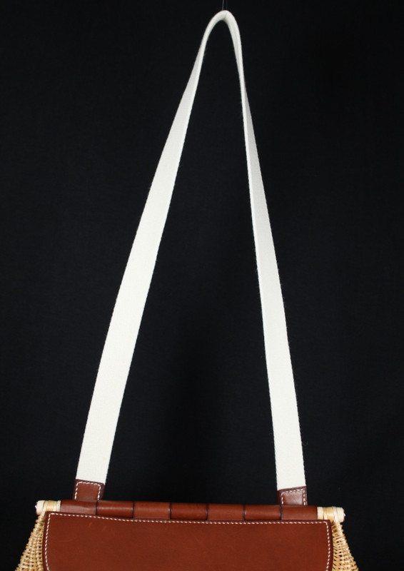 HERMES Fauve Veau Barenia Leather & Osier Wicker FISHING BOX Shoulder Bag PHW gallery