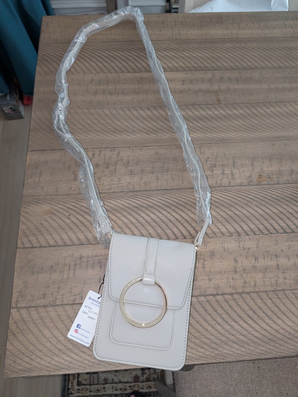 Brentano taupe Faux Leather Crossbody Bag Metal Ring Accent Gold Hardware Women gallery