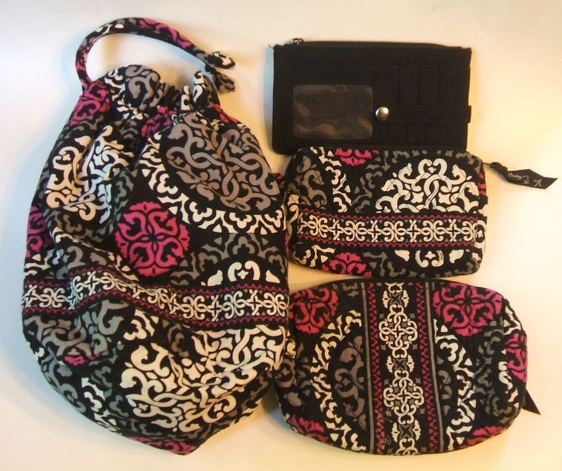 Vera Bradley Canterberry Magenta Plastic Lined Ditty Bag, Cosmetic Bags, Wallet