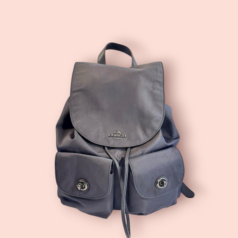 COACH Billie Nylon Canvas Leather Luxury Designer Backpack in Dark Gray F58814