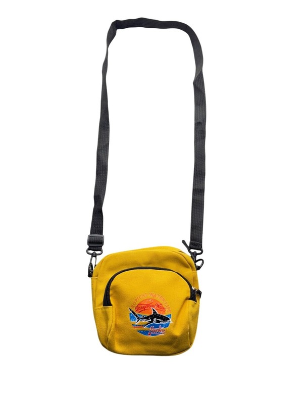 Yellow Canvas Crossbody Bag Shark Graphic & Adjustable Strap #9708