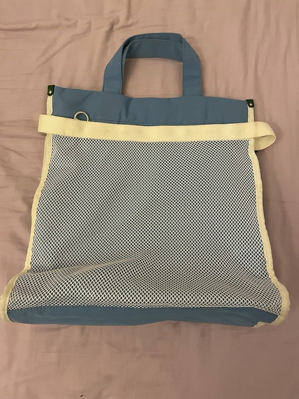 Lacoste Tote Shopping Bag Magnetic Snap Button Light Blue Vertical gallery