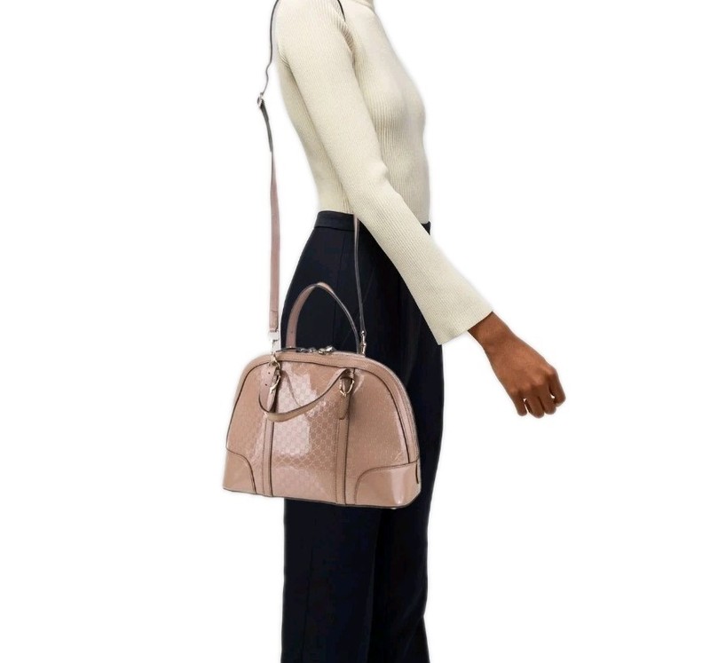 Gucci Guccissima Microguccissima Patent Leather Satchel Blush Pink gallery