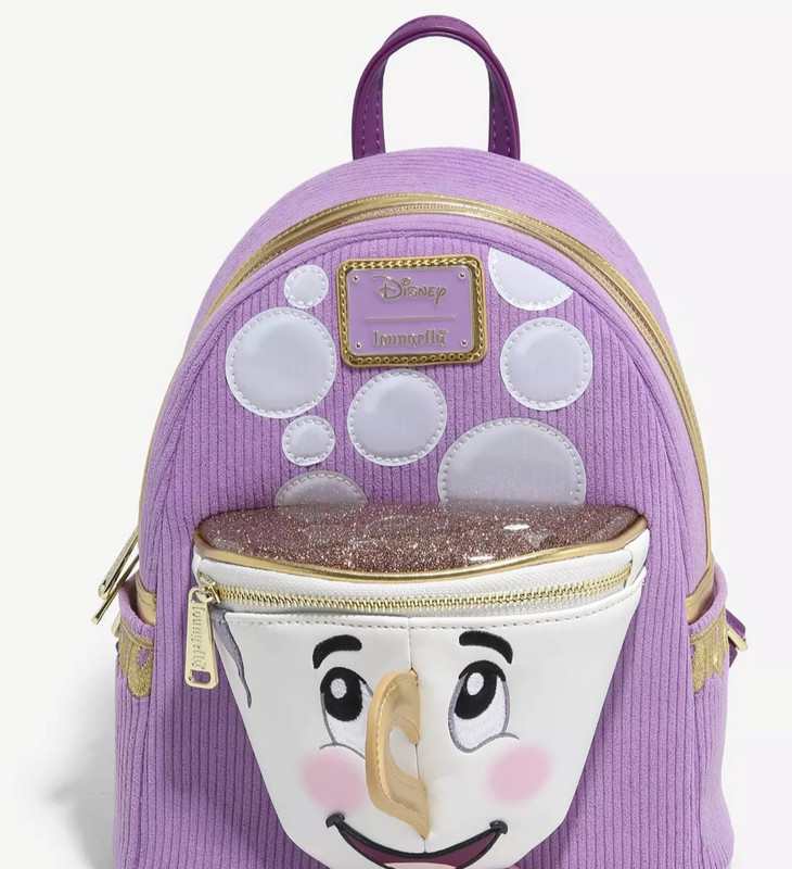 Loungefly Disney Beauty and the Beast Chip Figural Corduroy Mini Backpack NWT