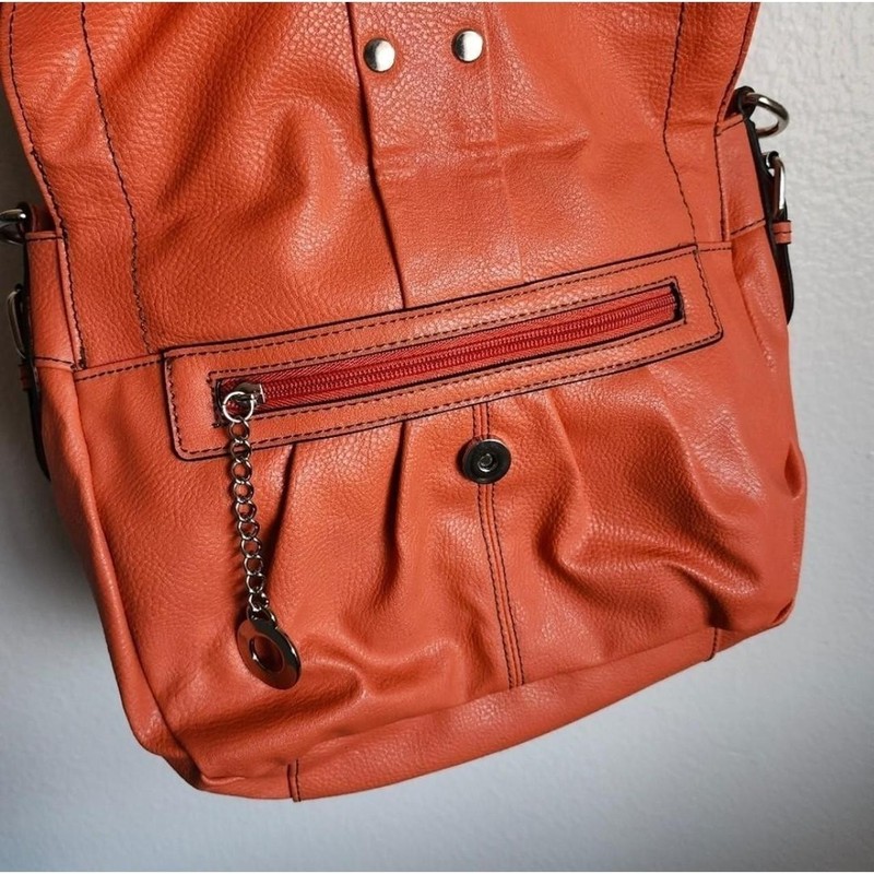 Vintage Nine West Y2K Burnt Orange Slouchy Shoulder Bag Faux Leather Purse gallery