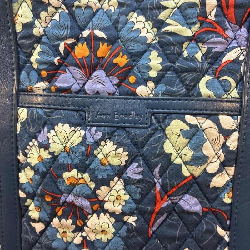 3pc Vera Bradley Tote - Retired Pattern Floral Blue Burst Wallet, Change Cosmet gallery