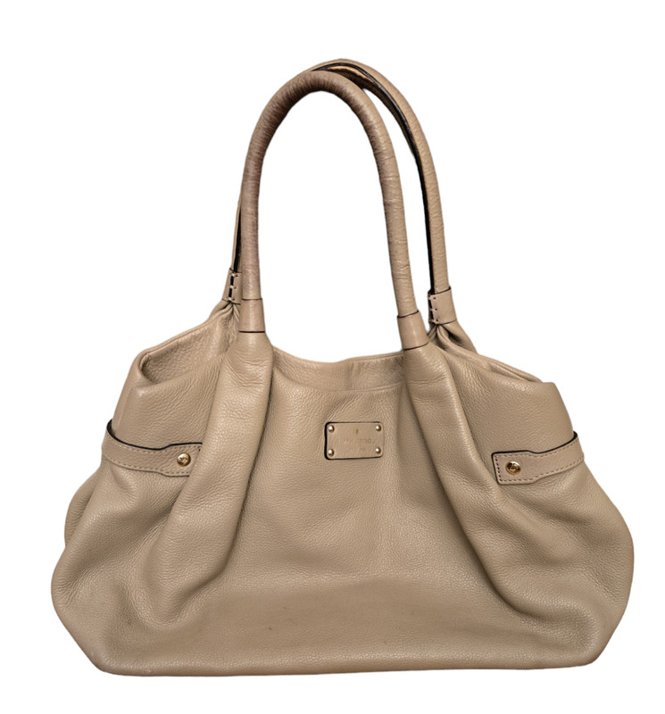 Kate Spade Berkshire Road Stevie Satchel Purse Handbag Toupe Pebble Soft Leather